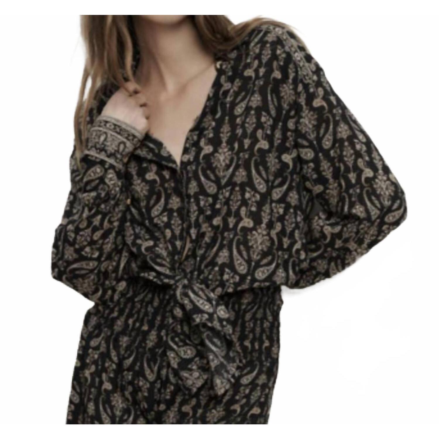New Veronica Beard Lloyd Paisley Button Down In Black Multi